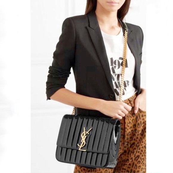 Saint Laurent Large Vicky Patent Leather Shoulder Bag - Picture 2 of 10